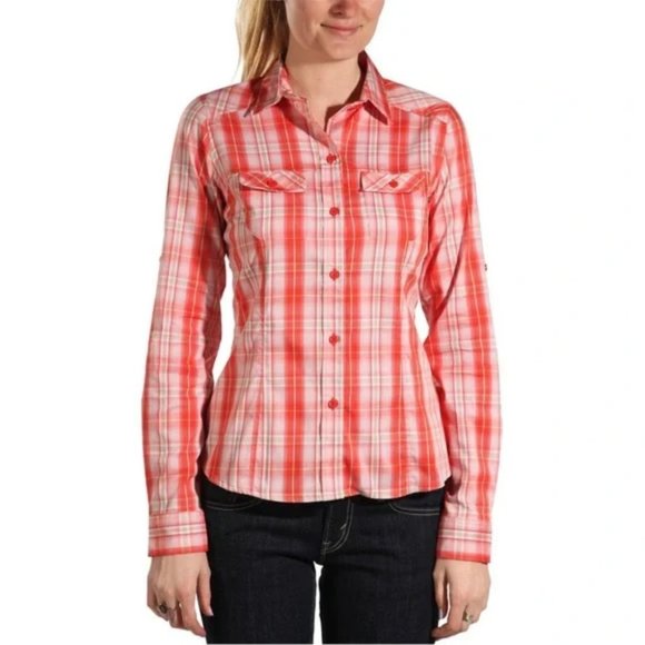 ARC'TERYX Women's Medium Fitted Convertible Roll Tab Plaid Button Down Top Shirt - Picture 2 of 13